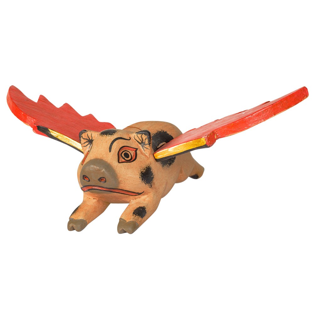 Wooden Flying Pig Mobile – Hand-Carved Balinese Albesia Wood