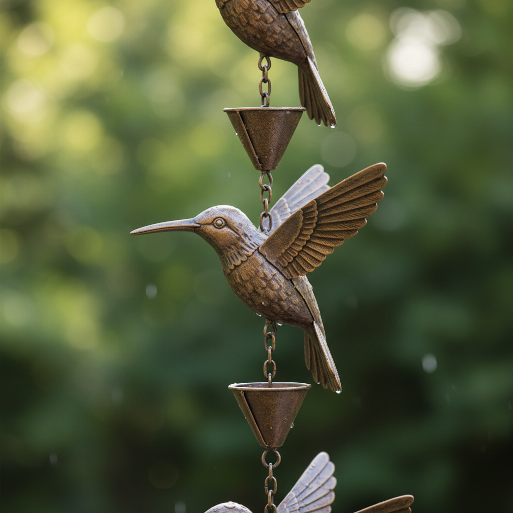 Hummingbird Rain Chain Close-up