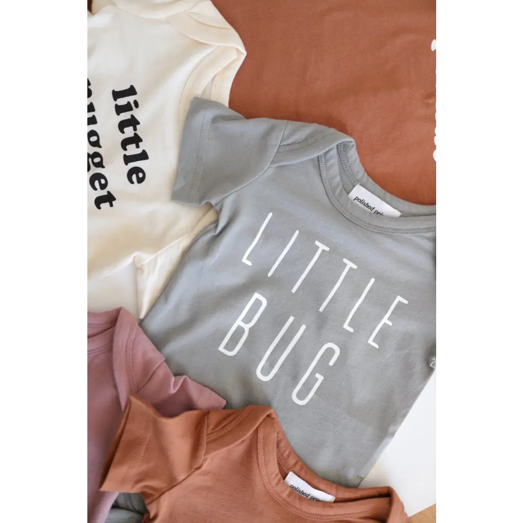 "Little Bug" Organic Cotton Baby Bodysuit (Grey)