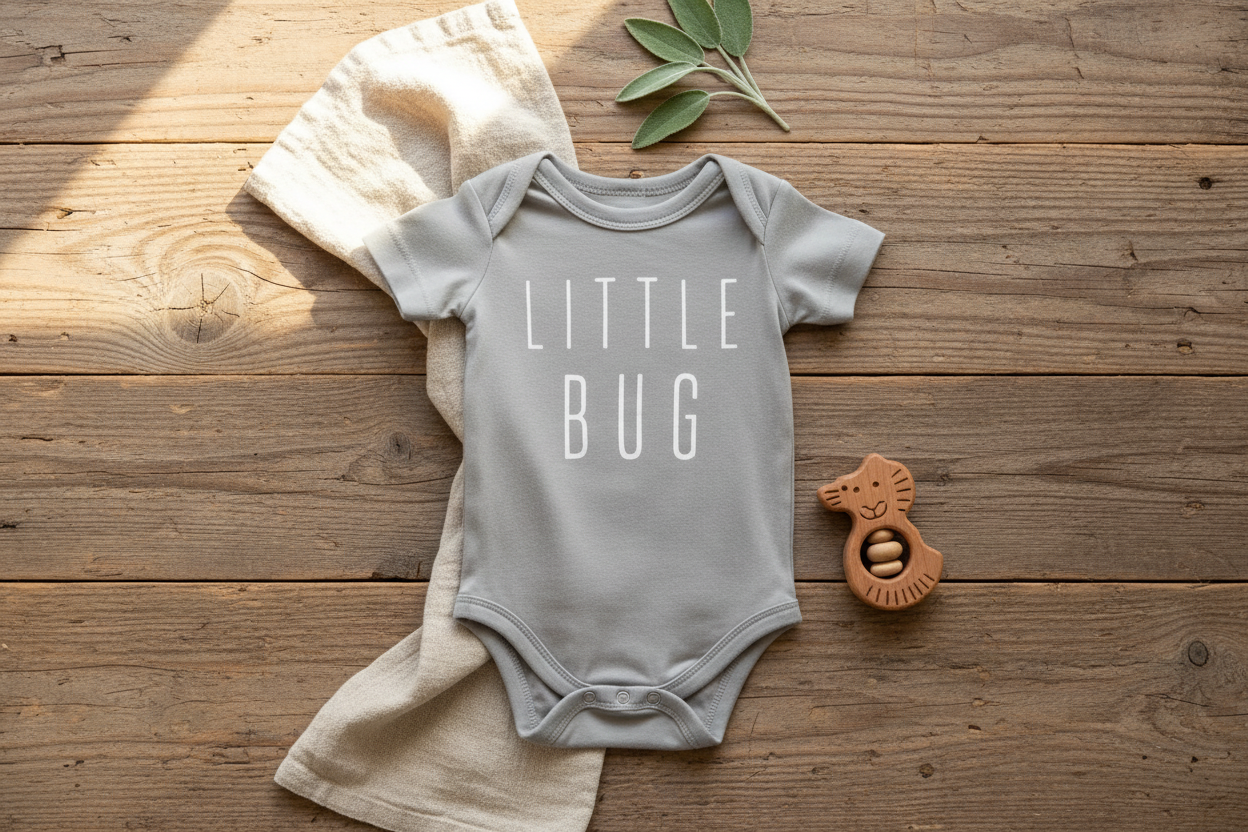 Little Bug Grey Onesie – Bright Earthy Cover