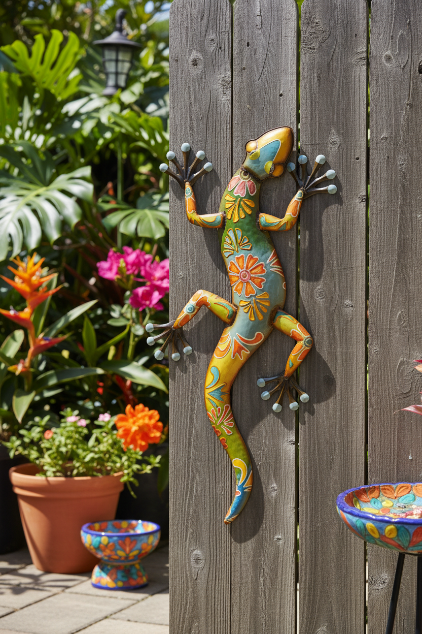 Metal Lizard - Outdoor Fence