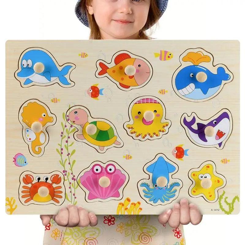 Montessori Wooden Puzzle Board — Educational 3D Tangram Toy for Toddlers - Multiple Designs