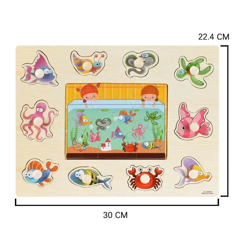 Montessori Wooden Puzzle Board — Educational 3D Tangram Toy for Toddlers - Multiple Designs
