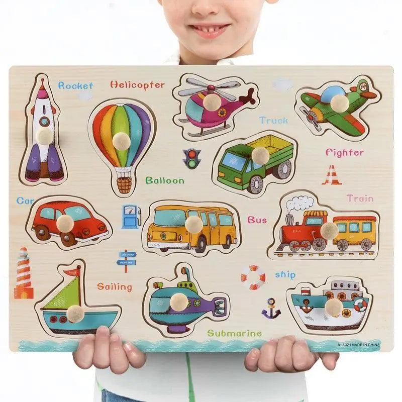 Montessori Wooden Puzzle Board — Educational 3D Tangram Toy for Toddlers - Multiple Designs