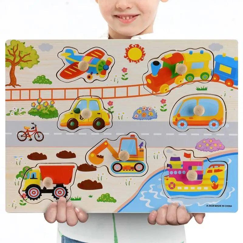Montessori Wooden Puzzle Board — Educational 3D Tangram Toy for Toddlers - Multiple Designs
