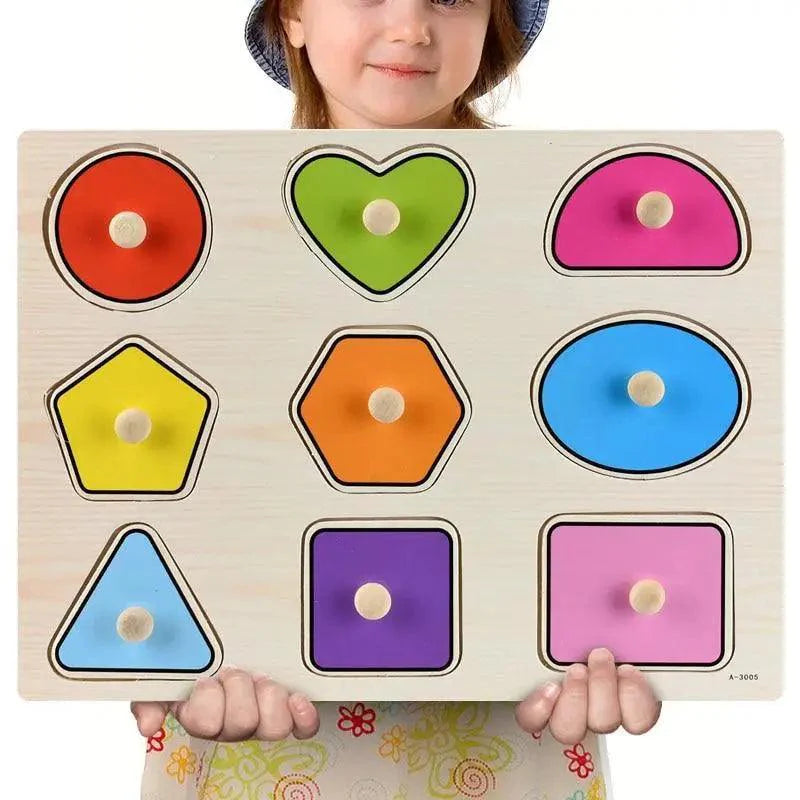 Montessori Wooden Puzzle Board — Educational 3D Tangram Toy for Toddlers - Multiple Designs