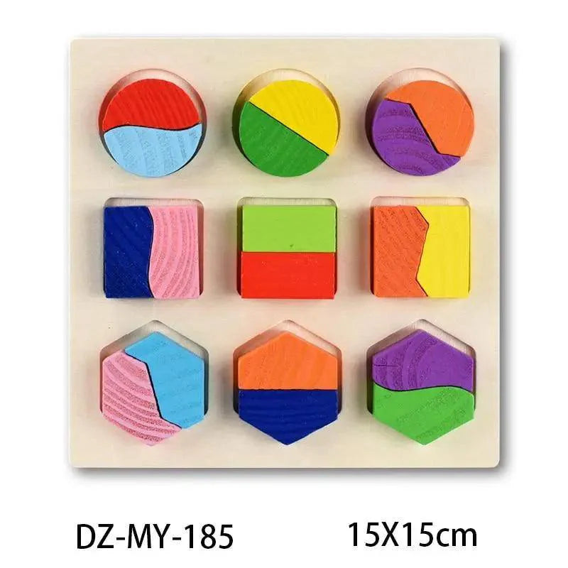 Montessori Wooden Puzzle Board — Educational 3D Tangram Toy for Toddlers - Multiple Designs