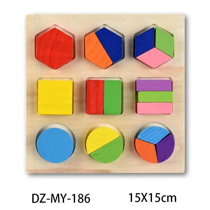 Montessori Wooden Puzzle Board — Educational 3D Tangram Toy for Toddlers - Multiple Designs