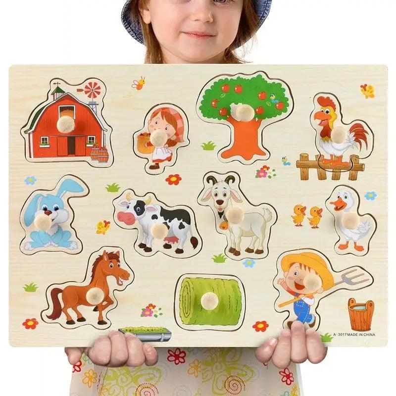 Montessori Wooden Puzzle Board — Educational 3D Tangram Toy for Toddlers - Multiple Designs