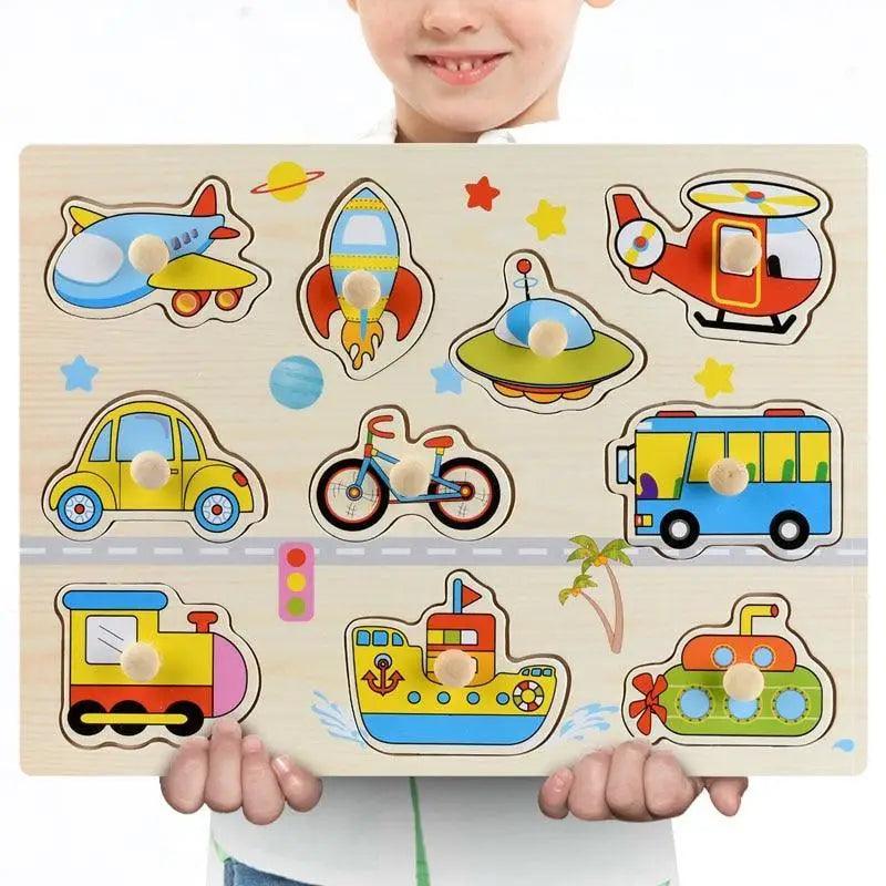 Montessori Wooden Puzzle Board — Educational 3D Tangram Toy for Toddlers - Multiple Designs