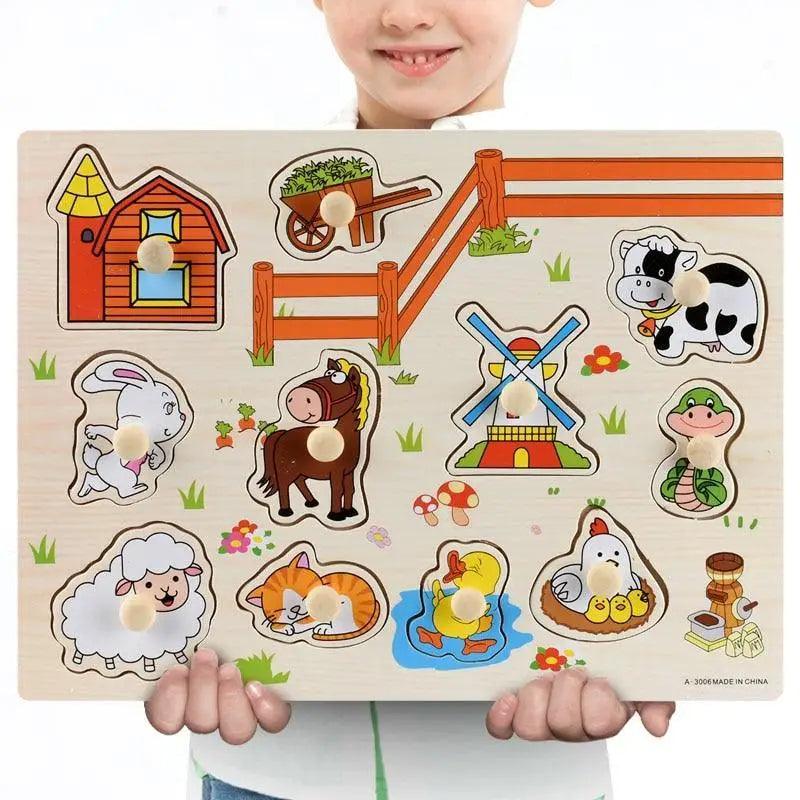 Montessori Wooden Puzzle Board — Educational 3D Tangram Toy for Toddlers - Multiple Designs