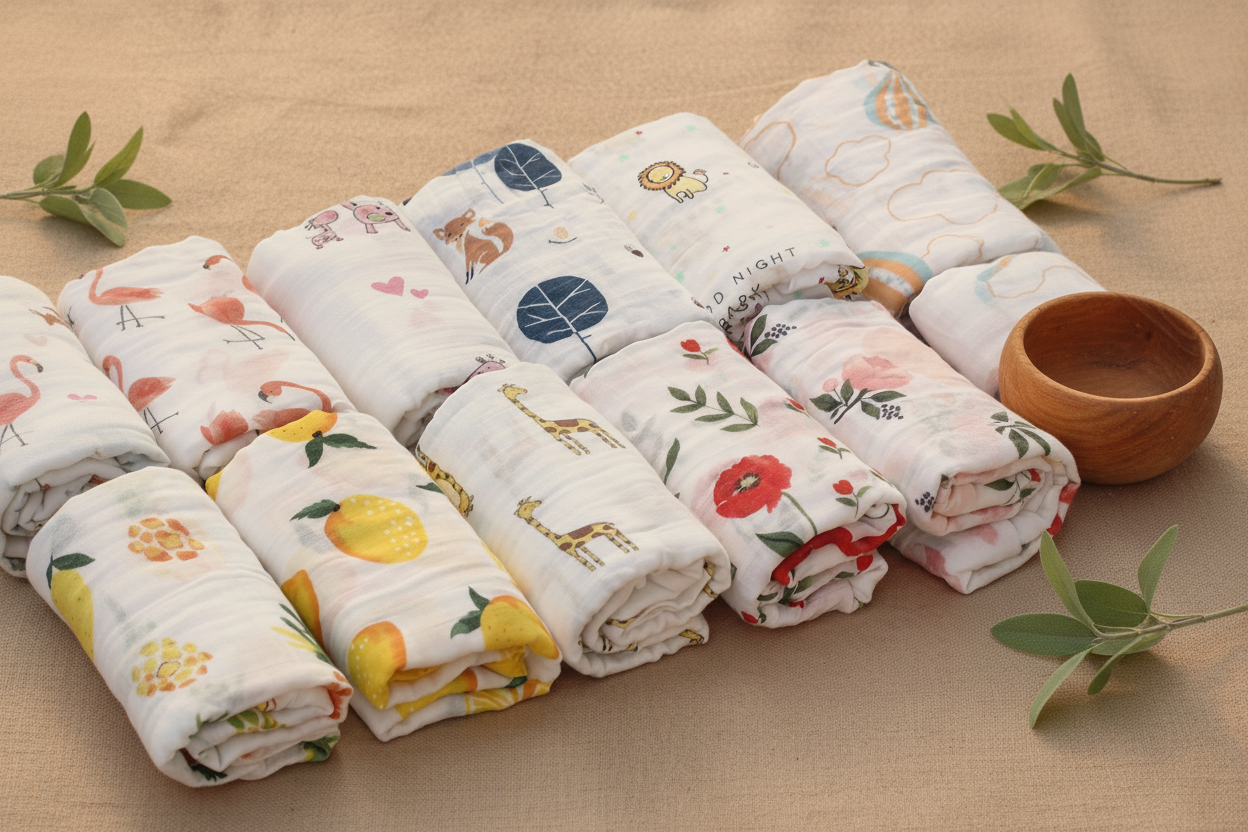 Muslin Baby Swaddle - Primary Image Earthy Background