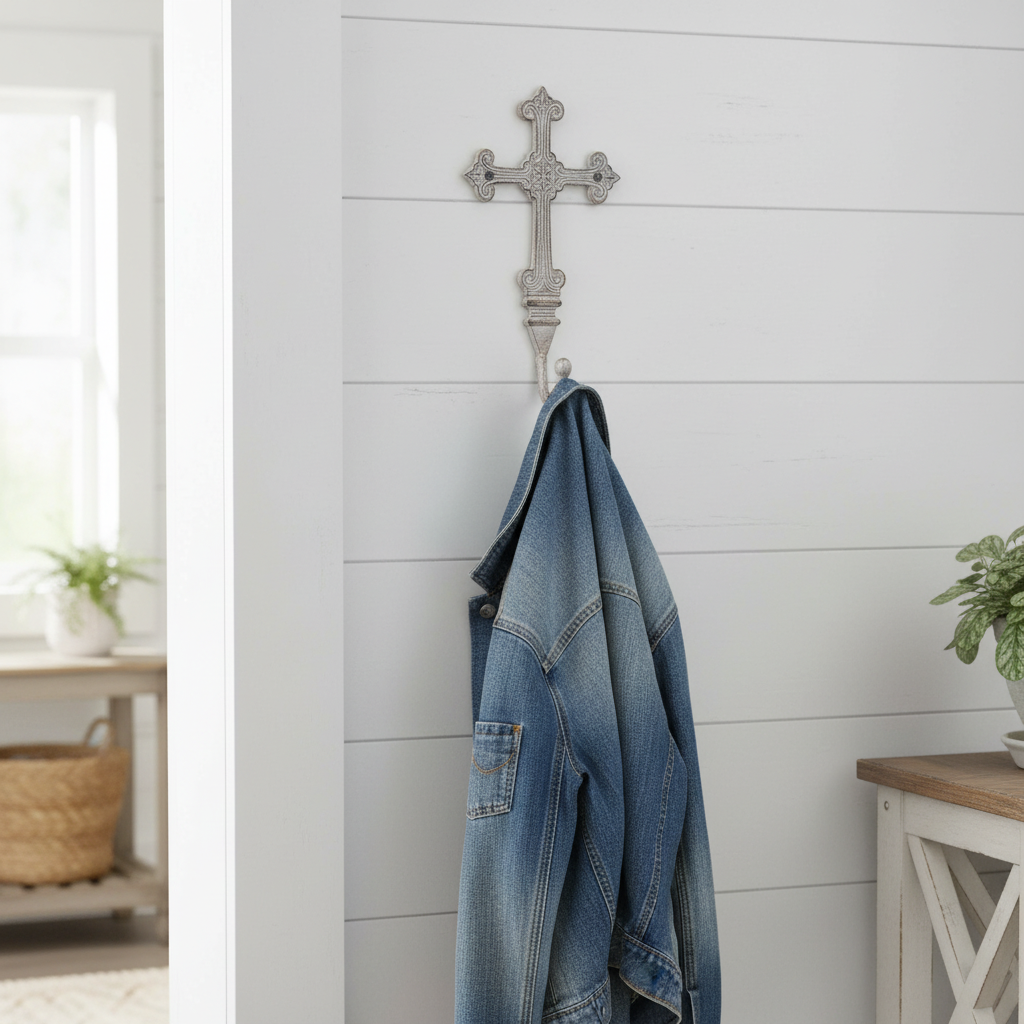 Ornate Cross Hook with Coat