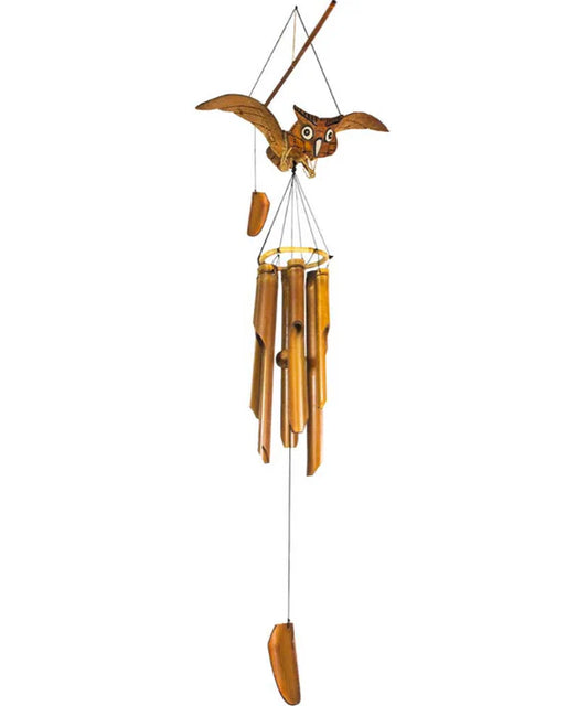 Animated Bamboo Owl Windchime