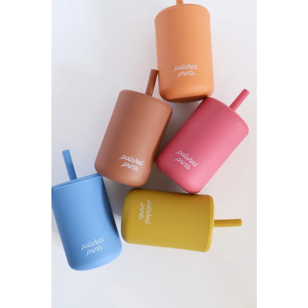 Mini Silicone Cup with Straw for Kids - Multiple Colors