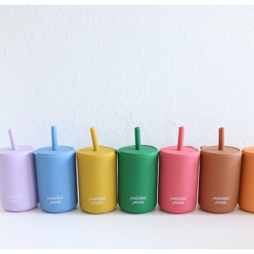 Mini Silicone Cup with Straw for Kids - Multiple Colors
