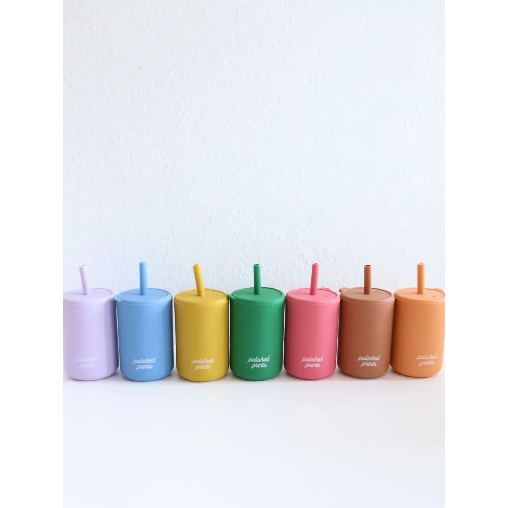 Mini Silicone Cup with Straw for Kids - Multiple Colors