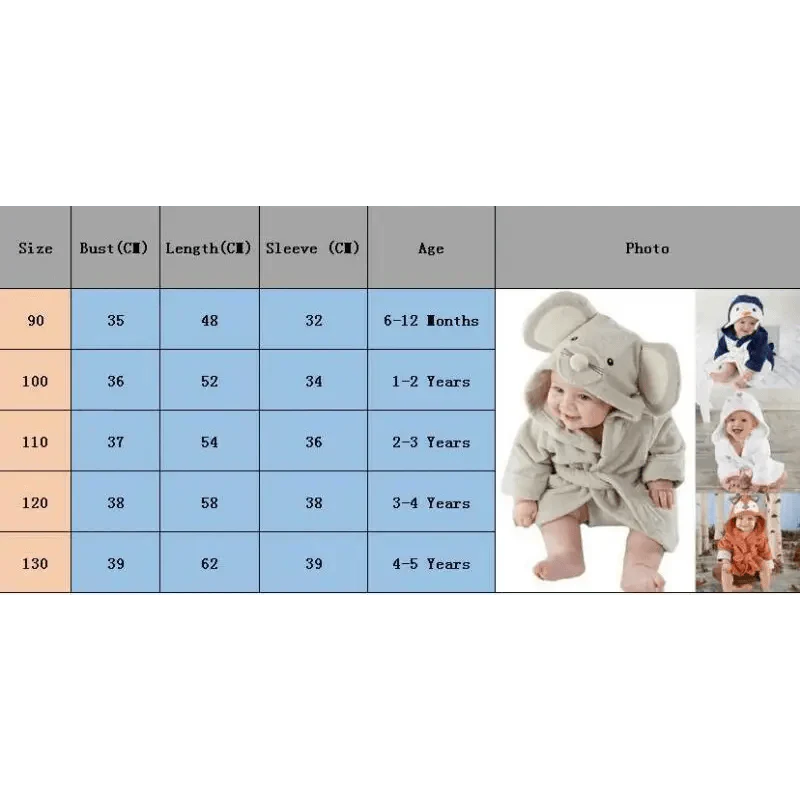 Cartoon Animal Hooded Baby Bathrobe & Sleepwear Robe - Multiple Designs