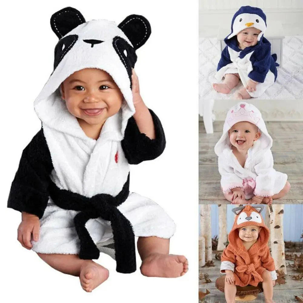 Cartoon Animal Hooded Baby Bathrobe & Sleepwear Robe - Multiple Designs
