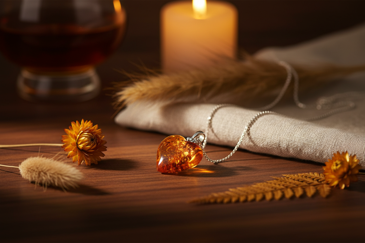 Sterling Silver Baltic Amber Heart Necklace – Lifestyle