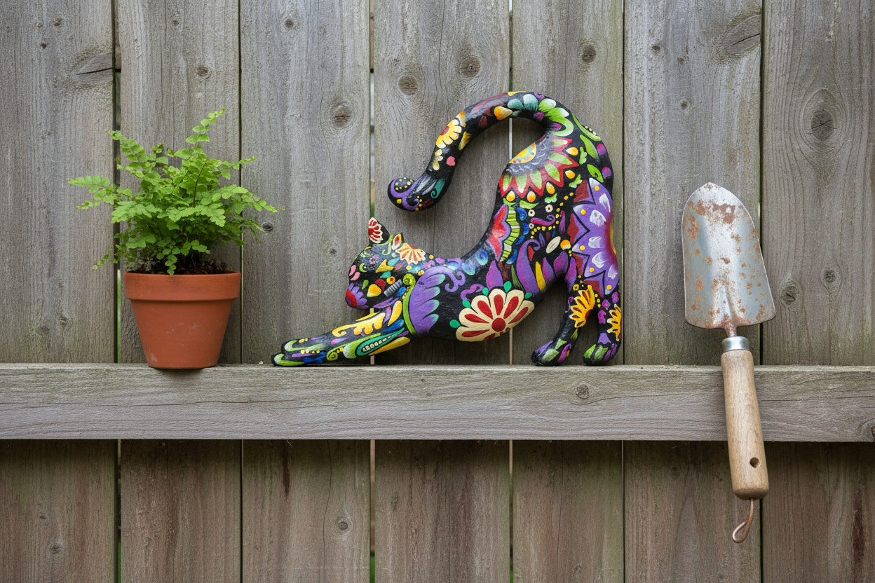 Stretching Cat - Fence