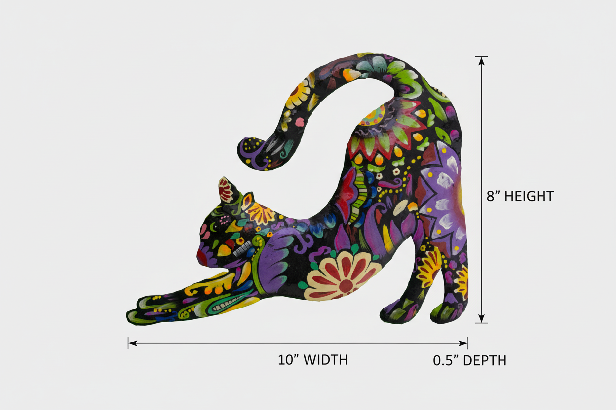 Stretching Cat with Dimensions