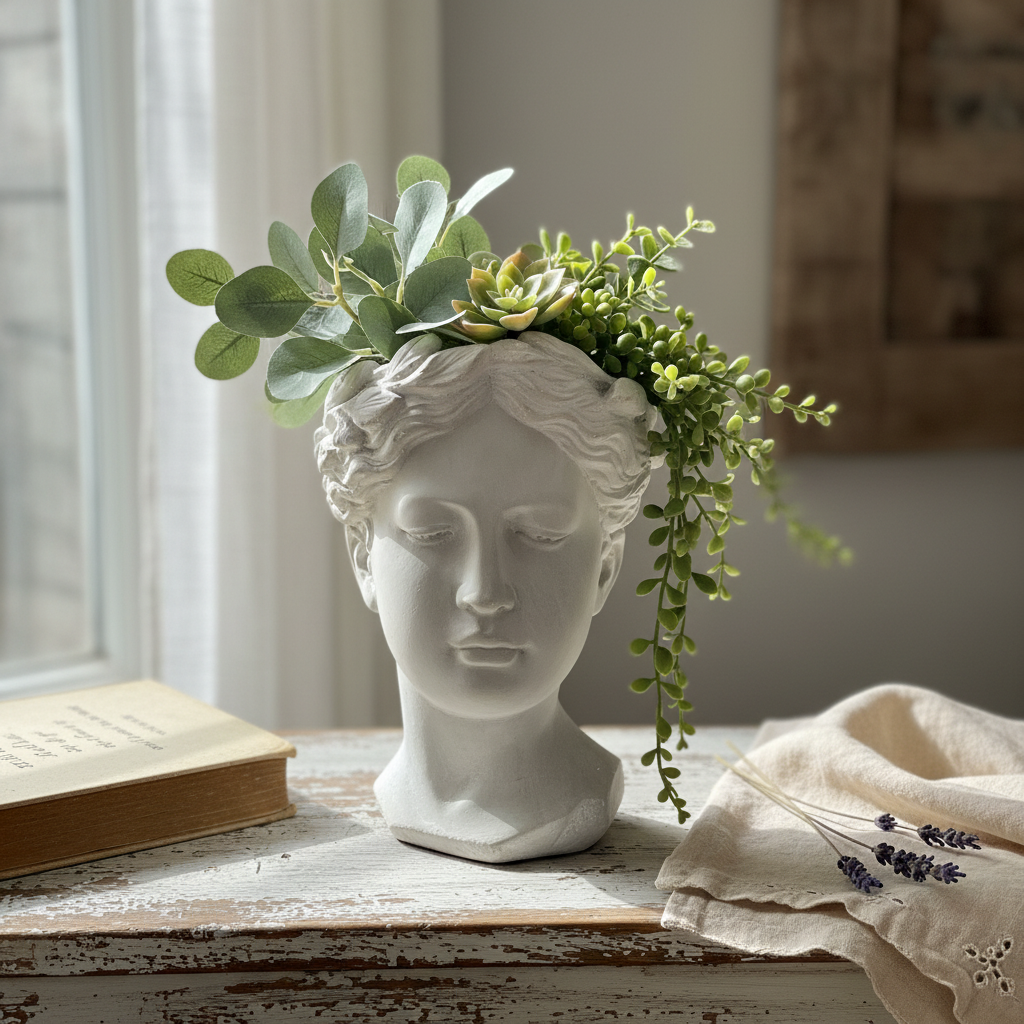 White Lady Head Planter - Close-up Cover Photo