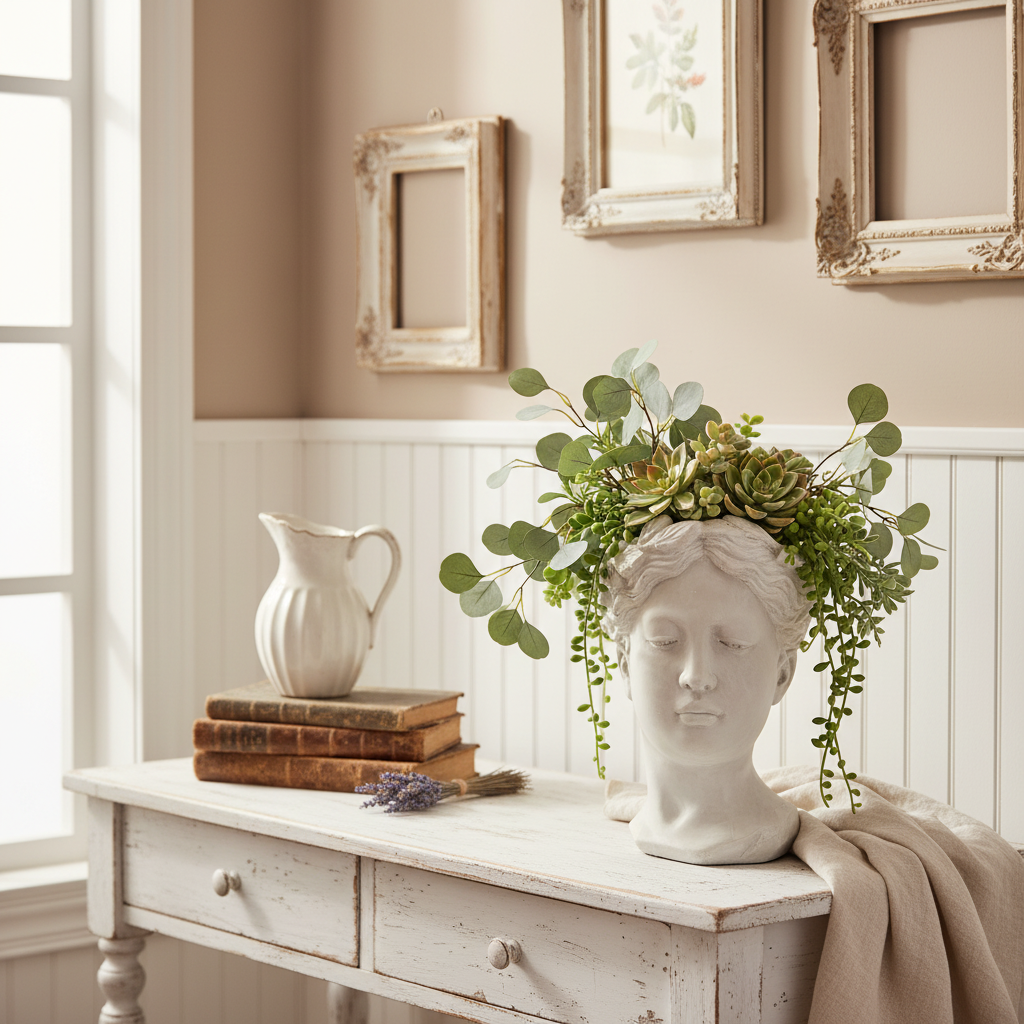 White Lady Head Planter - Country French (Exact Match)